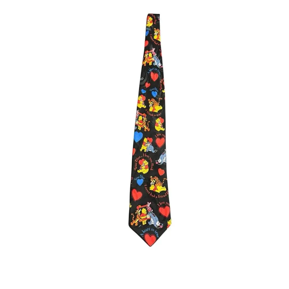 Disney Winnie The Pooh True Blue I Love You Hearts Tigger Eeyore Piglet Necktie